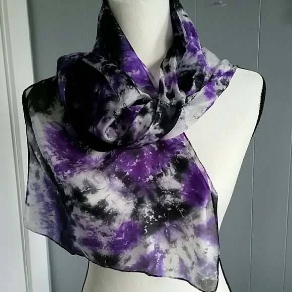Purple and black patterned scarf