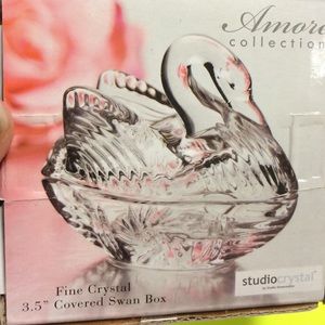 Fine Crystal Covered Swan Box.