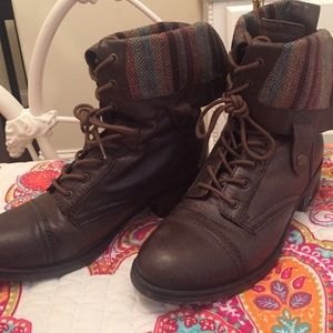 Brown combat boots