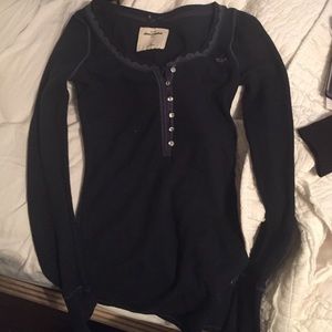 Long sleeve navy button up