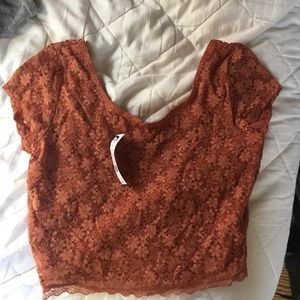 Lace crop tee
