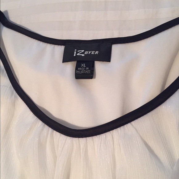 White and black chiffon designer blouse - Picture 2 of 3