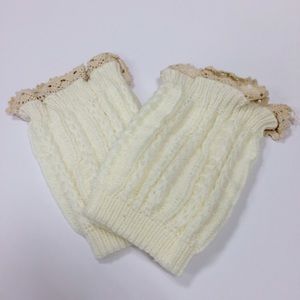 Cream Ruffle Lace Boot Cuffs