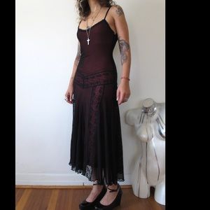 90s betsey johnson overlay lace dress