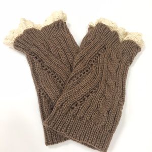 Brown and Tan Ruffle Lace Boot Cuffs
