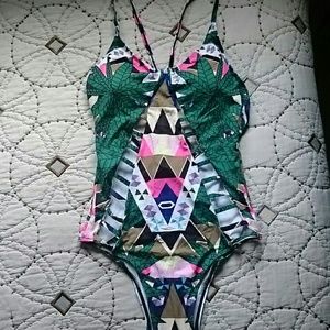 Cutout Leaf Print Monokini