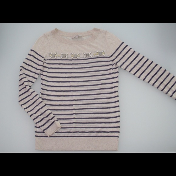 Loft Striped Embellished Sweater