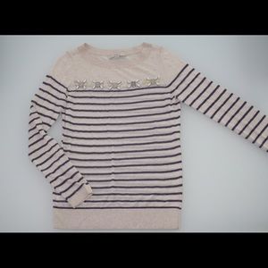 Loft Striped Embellished Sweater