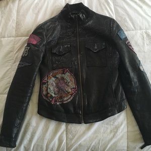 Ed Hardy Patchwork Leather Jacket