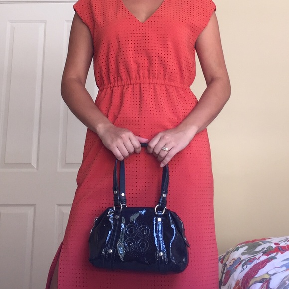 COACH handbag navy patent leather