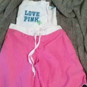 Lot of 2 Pink victoria secret boxer shorts