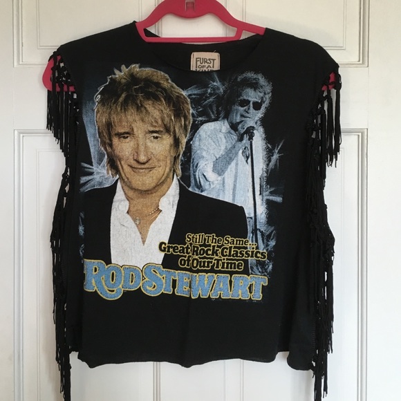 LF Tops - Vintage up cycled rod Stewart crop tee