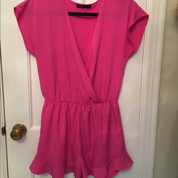 hot pink ruffled romper