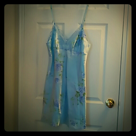 Baby Blue Floral and Lace Nightgown
