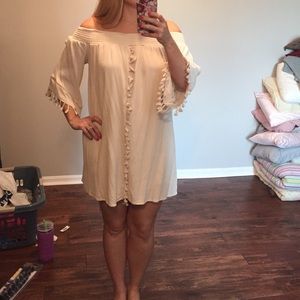 Cream off the shoulder dress