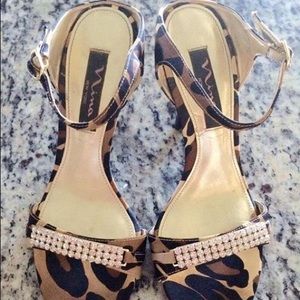 Nina leopard, open back high heels