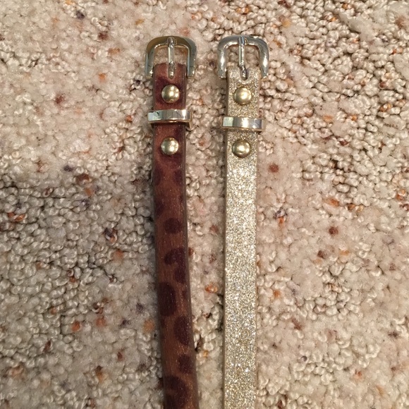 gold sparkle + cheetah print thin belts - Picture 1 of 2