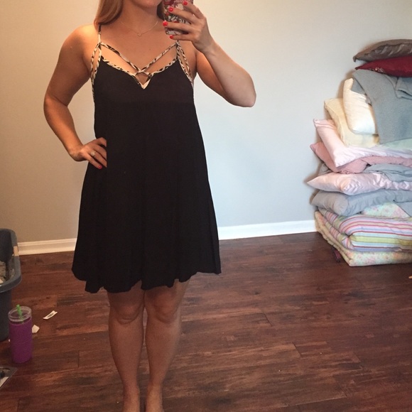 Black scrappy mini dress