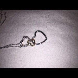 Three Heart Silver Necklace with Real Diamonds!!!