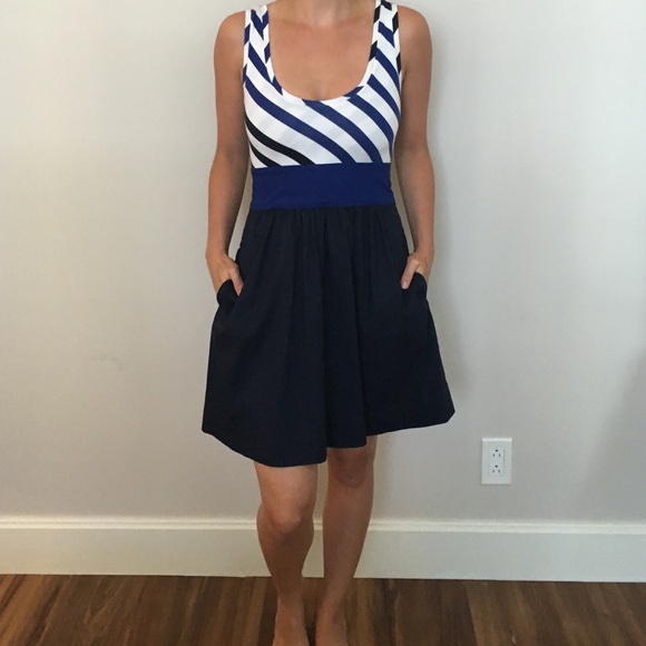 striped Navy and Royal Express sundress