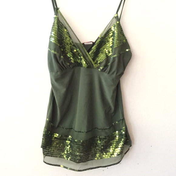 Green sequin top