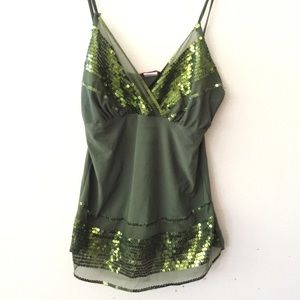 Green sequin top