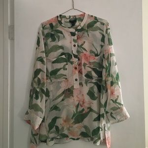 Tropical, sheer blouse