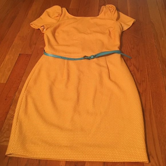 Ark & Co. goldenrod colored polka dot dress