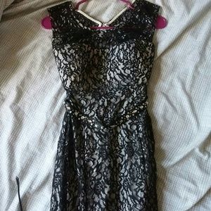 Black and silver prom gown