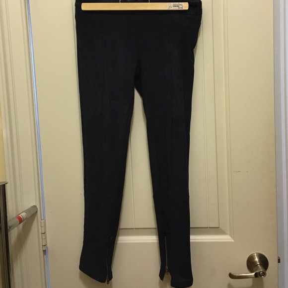 Suede navy ankle pants