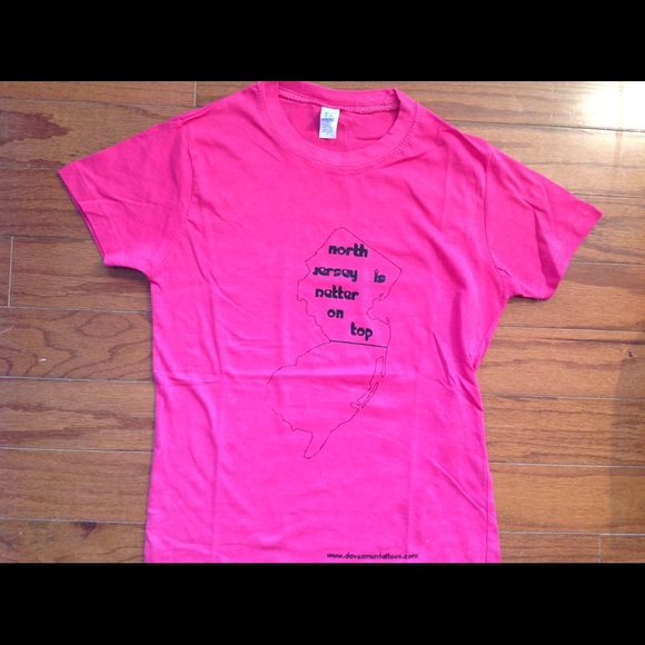 North Jersey is Better on Top pink t-shirt NJ tee