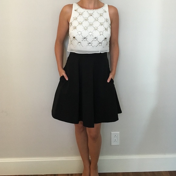 Aidan Mattox Beaded popover cocktail dress