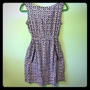 Navy and white dress with gold zippers 😊