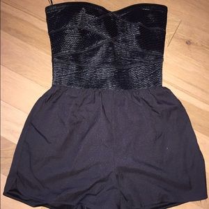 Black strapless romper