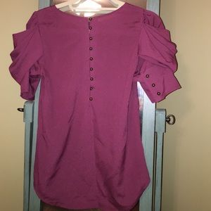 Cranberry Top with button detailing on back
