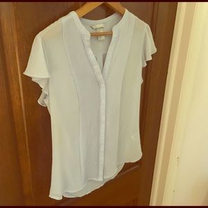 NWOT H&M Light Blue Pleated Secretary Blouse (Sz8)