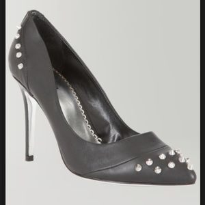 Bebe Black leather studded heels new in box