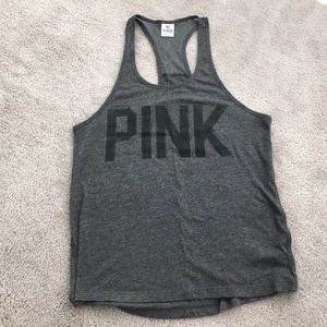 Dark Grey PINK Tank with Lace