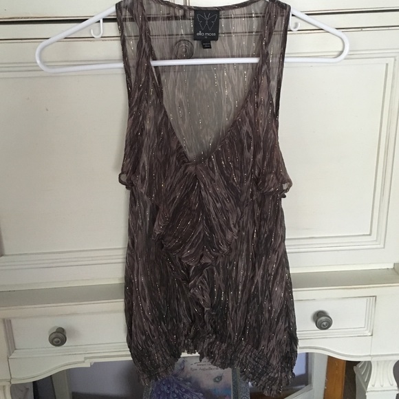 Ella Moss sheer smooth crepe tank top