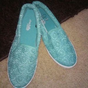 Teal Lace Shoes, Size 7