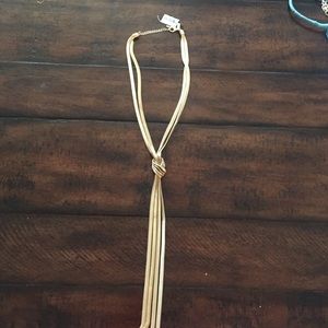 Macys long knotted gold necklace- new with tags