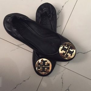 Tory Burch Black Leather Flats