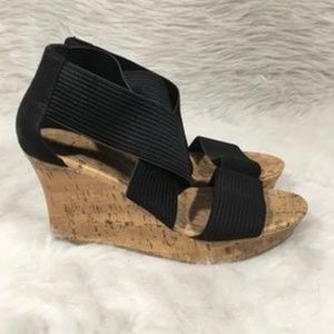 Brand new Seychelles black and cork wedges