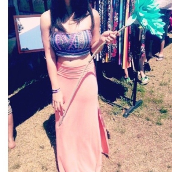 Coral maxi skirt