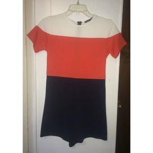 Color Block Capped Sleeve Romper