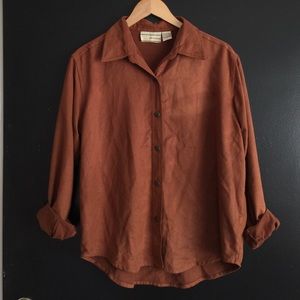 Vintage Faux suede button down L