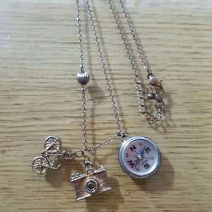 Compass Bicycle Camera Charm Necklace