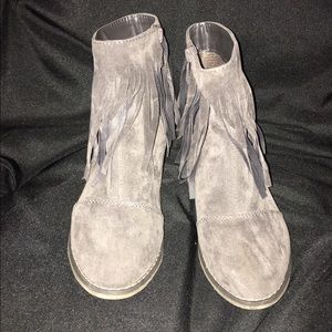 Charcoal fringe ankle boots