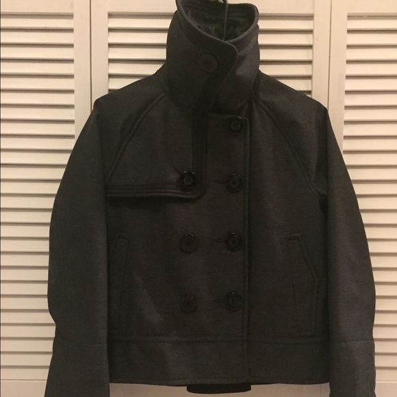 Raincoat/pea coat with fold-down collar
