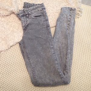 Gray Acid Wash High Rise Jeans